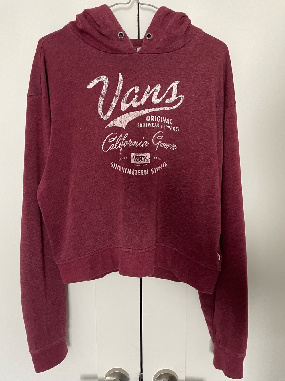 Vans Logo Pullover Hoodie Medium Maroon Red